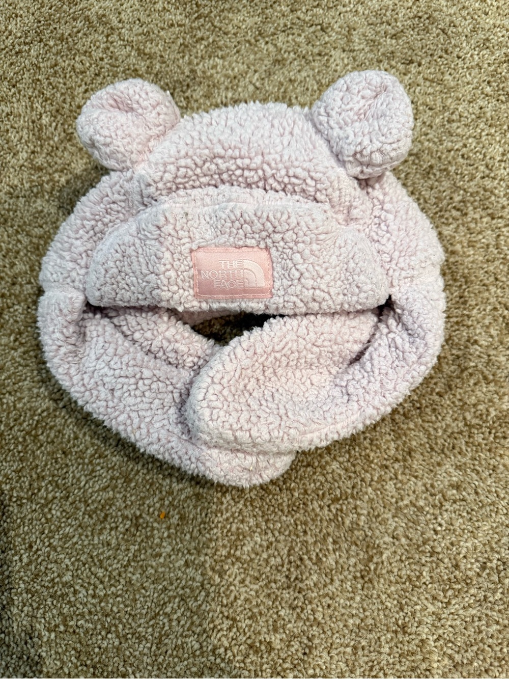 The North Face Kids Pink Sherpa Bear-Ear Hat 12-24 months